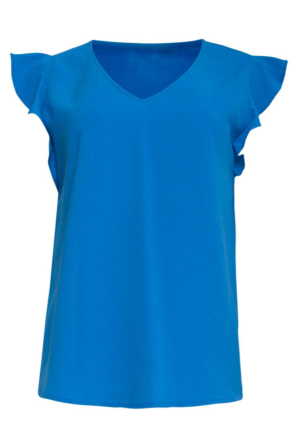 Smashed Lemon 23047-625 Vrouwen V Hals Loszittende Zomer Bloesje | Blue