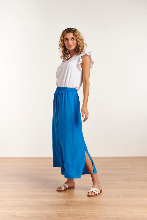 Smashed Lemon 23048-625 Midi Damesrok Met Zijsplit | Blue