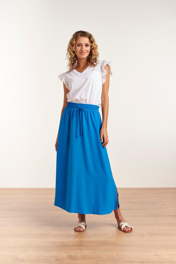 smashed lemon 23048-625 Midi Damesrok Met Zijsplit | Blue