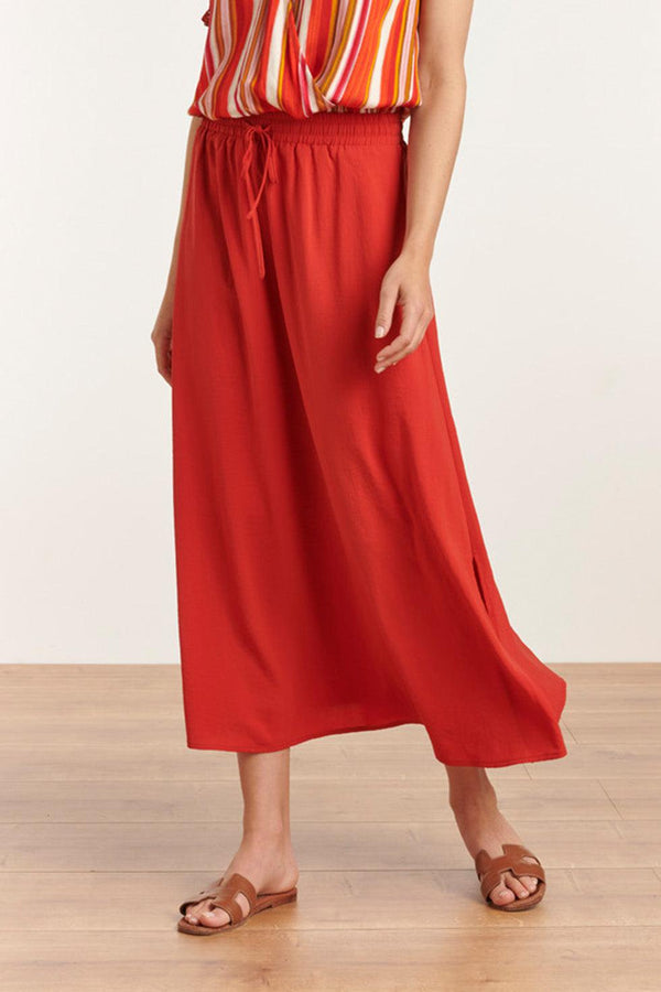 Smashed Lemon 23048-743 Midi Damesrok Met Zijsplit Brique | Brique