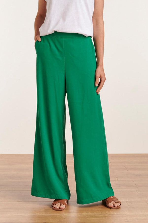 Smashed Lemon 23049-530 Casual Lange Palazzo Broek Met Wijde Pijpen | Green