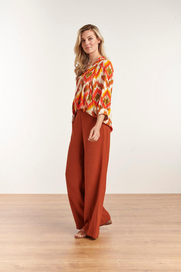 Smashed Lemon 23049-740 Dames Effen Broek Met Hoge Taillecognac | Cognac