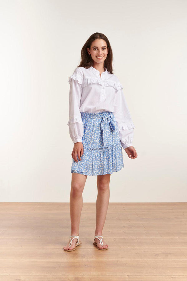 smashed lemon 23058-000 Te Top Met Hoge Halslijnpofmouwen | White