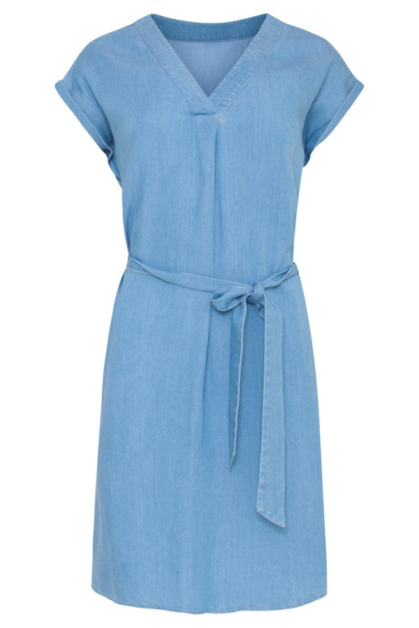 Smashed Lemon 23079 Flexcellence Denim Zomerjurk Metv-Hals | Medium Blue Denim