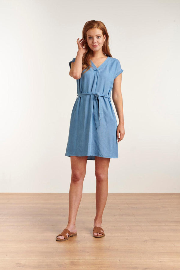 Smashed Lemon 23079 Flexcellence Denim Zomerjurk Metv-Hals | Medium Blue Denim