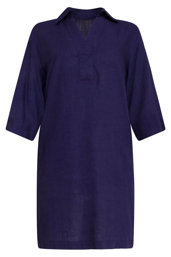 Smashed Lemon 23080-675 Zomerse Kraag Naar Beneden Vrouwenjurk | Navy