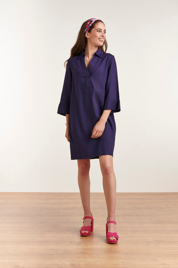 smashed lemon 23080-675 Zomerse Kraag Naar Beneden Vrouwenjurk | Navy