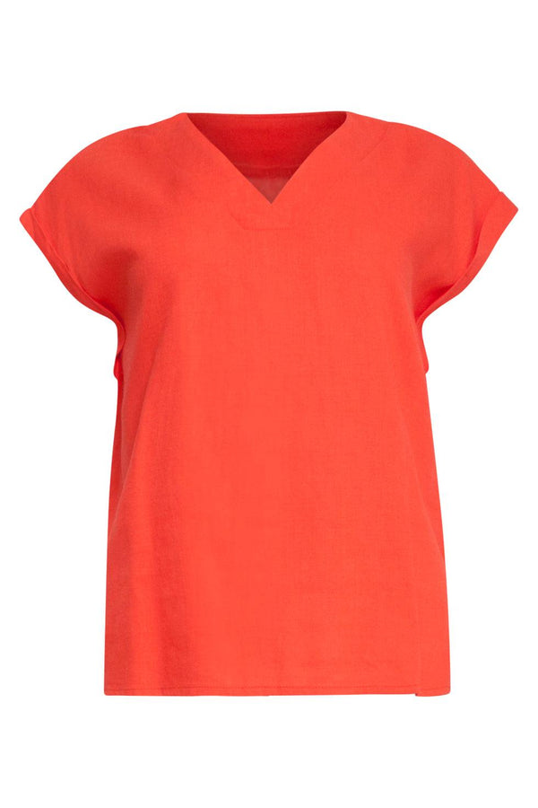 Smashed Lemon 23081-250 Casual Korte Mouwen Top V-Hals | Orange