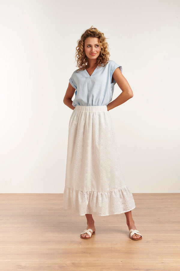 Smashed Lemon 23081-600 Casual Korte Mouwen Top V-Halslicht | Light Blue