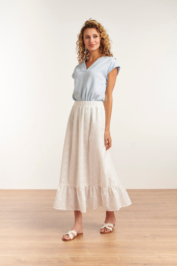 Smashed Lemon 23081-600 Casual Korte Mouwen Top V-Halslicht | Light Blue