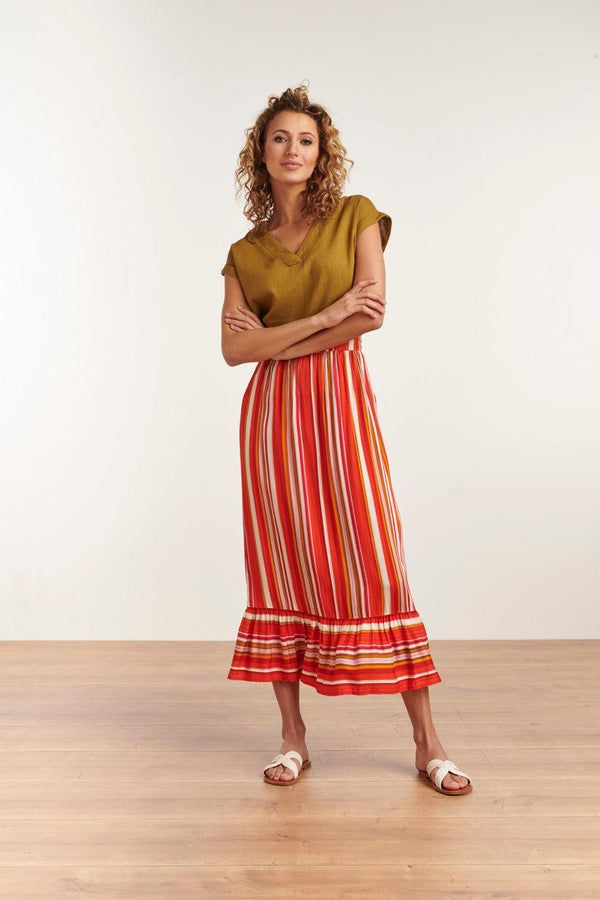 Smashed Lemon 23091 Casual Lange Rok Met Ruchesmulti | Muticolour