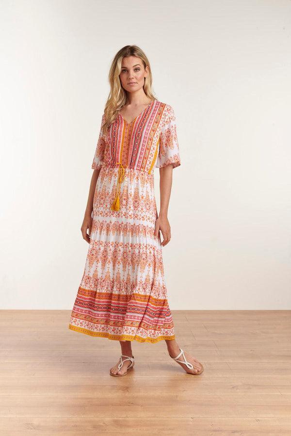 smashed lemon 23094 Elegante Ornament Lange Maxi-Jurk | White-Multicolour