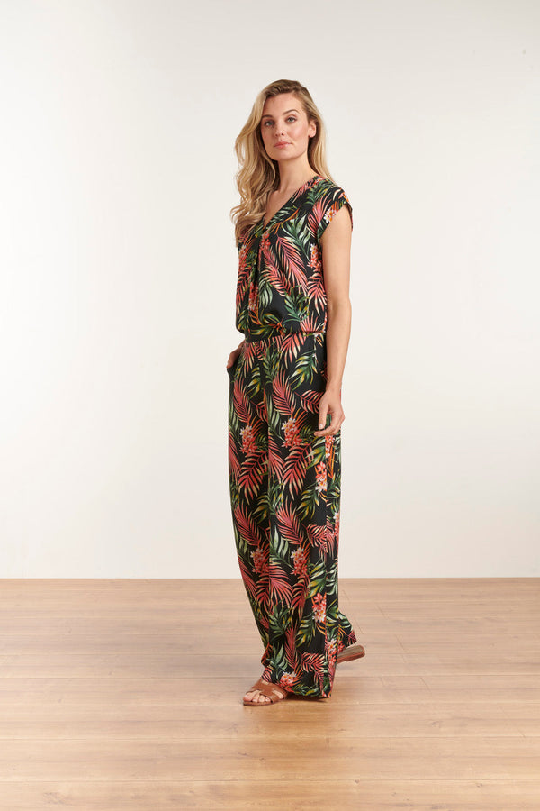 Smashed Lemon 23110 Women'S Summer Browse Print Loose Fit Pants | Blackwhite