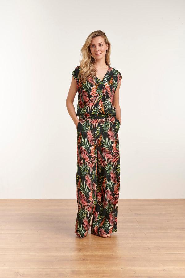 smashed lemon 23110 Women'S Summer Browse Print Loose Fit Pants | Blackwhite