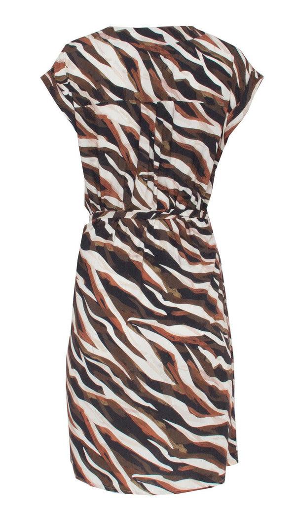 Smashed Lemon 23122 Comfortabele Rayon Ecovero Jurk Met Zebraprintaarde Tinten | Zebra