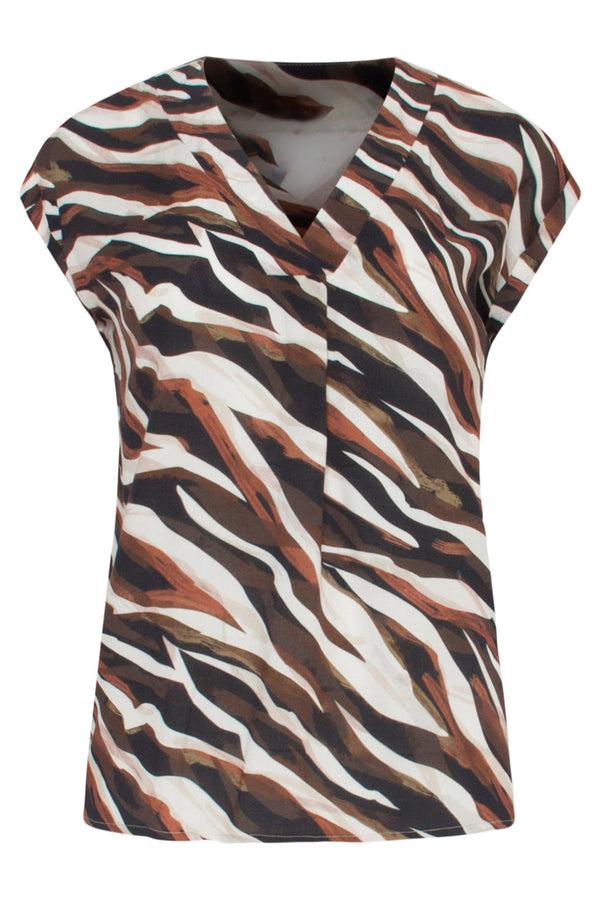 Smashed Lemon 23123 Women Casual Short-Sleeve Stylish Zebra Print Top | Zebra