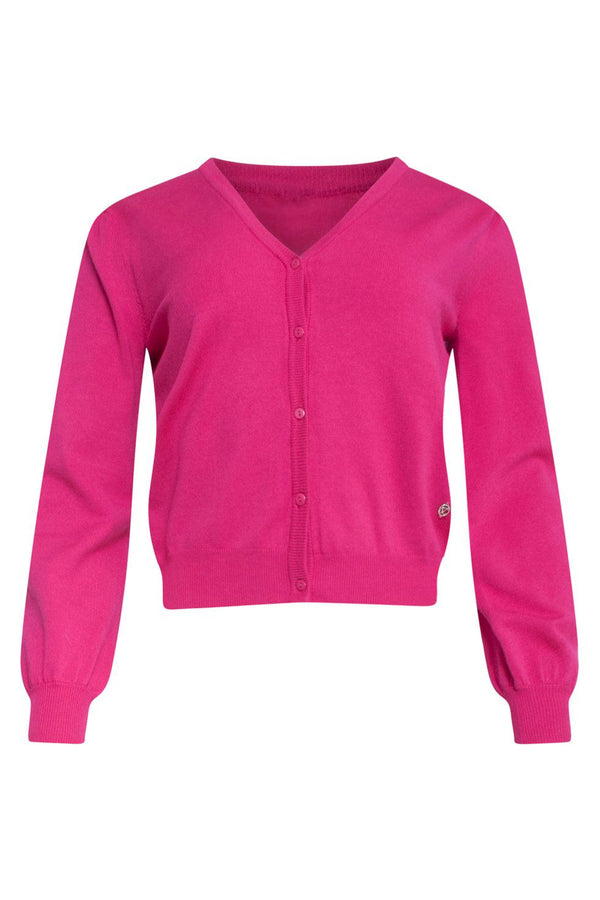 Smashed Lemon 23152-445 Viscose Lange Mouw Vestje V Hals Fijn Gebreide Vest | Pink