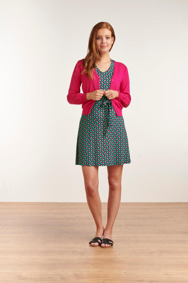 smashed lemon 23152-445 Viscose Lange Mouw Vestje V Hals Fijn Gebreide Vest | Pink