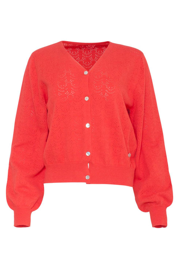 Smashed Lemon 23153-250 Viscose Lange Mouw Cardigan Met Pofmouwen | Orange