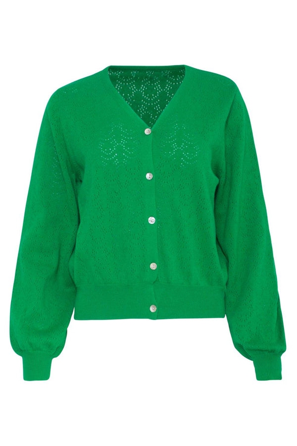 Smashed Lemon 23153-530 Viscose Lange Mouw Cardigan Met Pofmouwen | Green