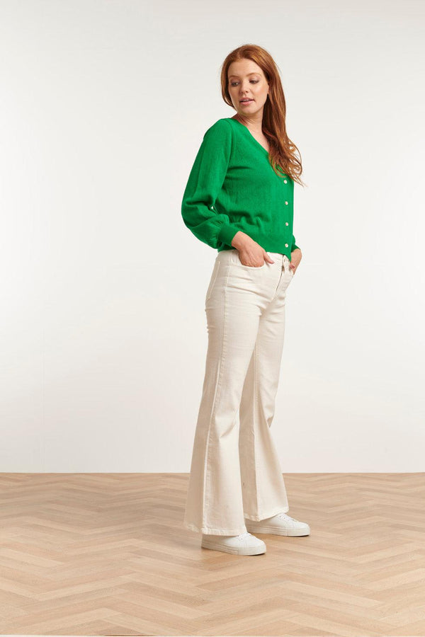 Smashed Lemon 23153-530 Viscose Lange Mouw Cardigan Met Pofmouwen | Green