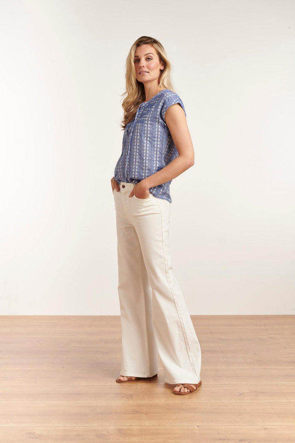 Smashed Lemon 23171-000 Hoge Taille Te Rechte Jeans Broek | White