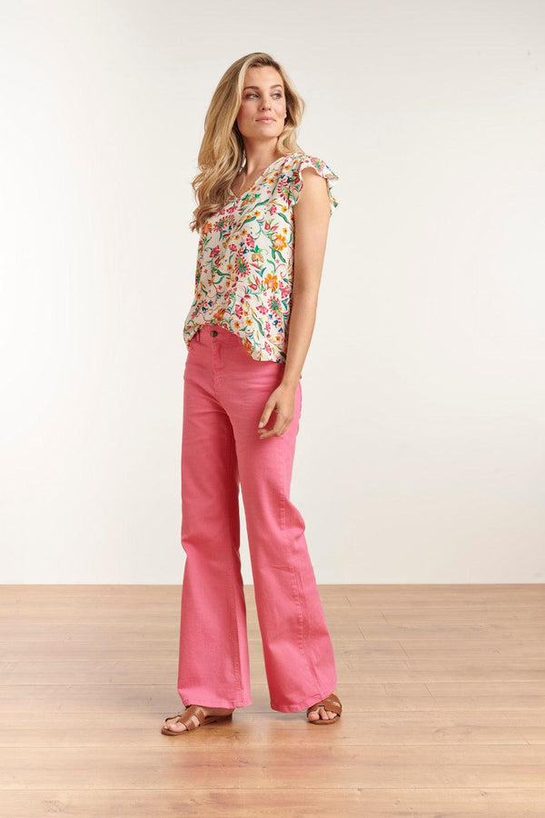 Smashed Lemon 23171-420 Hoge Taille Rechte Jeans Broek | Pink