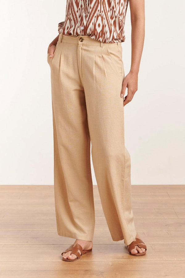 Smashed Lemon 23172 Women'S Casual Wide Leg Long Palazzo Pants | Sand