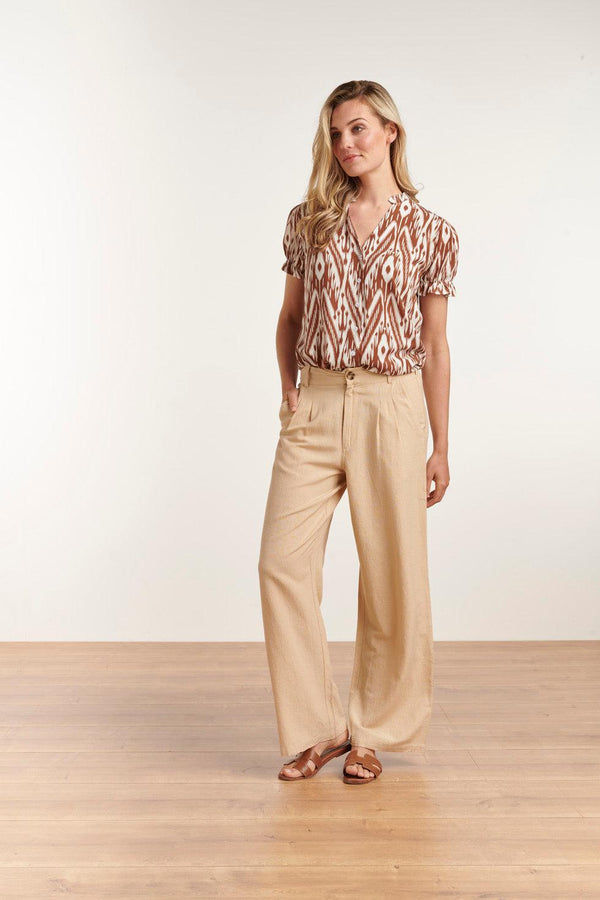 Smashed Lemon 23172 Women'S Casual Wide Leg Long Palazzo Pants | Sand