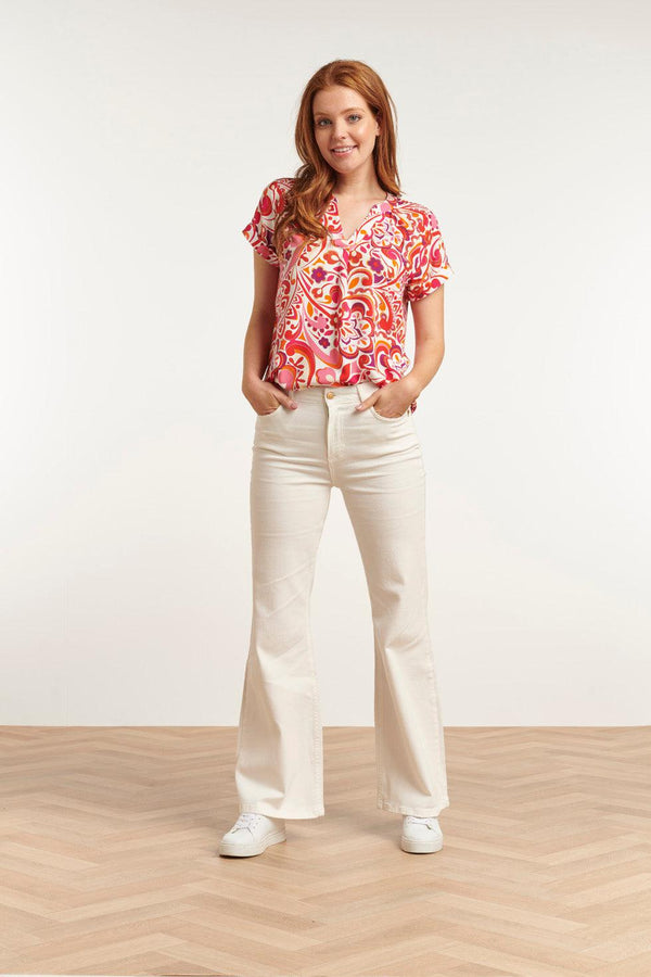 smashed lemon 23211 Short Sleeve Print White- Women'S Tops | White-Multicolour