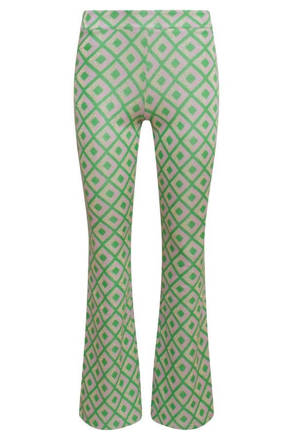 Smashed Lemon 23221 Broek Met Retro Print | Green-Gold