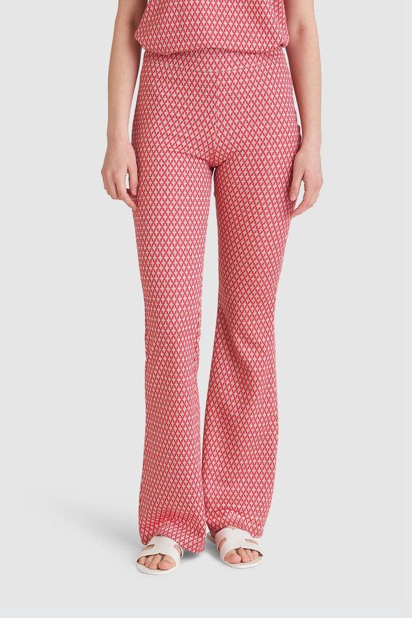 Smashed Lemon 23223 Broek Met Retro Print | Fuchsia-Gold