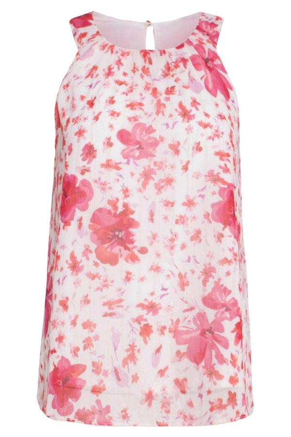 Smashed Lemon 23305 Zomer Top Met - Bloemenprint | White-Red