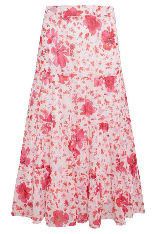 Smashed Lemon 23306 Zomer Rok Met Bloemenprint | White-Red