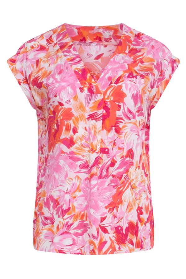 Smashed Lemon 23308 Zomer Top Met Bloemenprint 100% Rayon | Muticolour