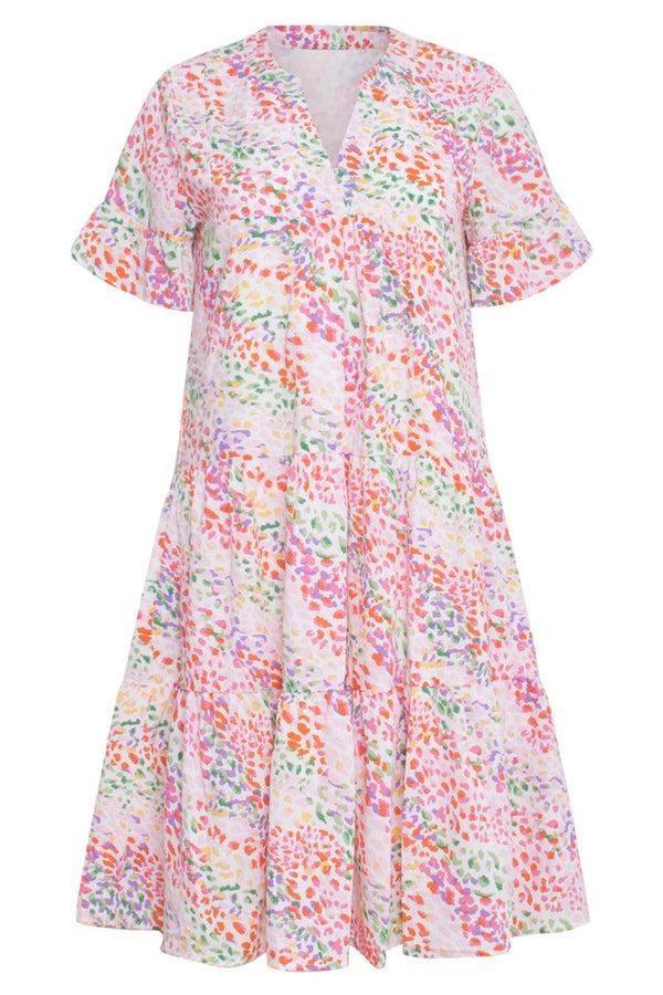 Smashed Lemon 23326 Losvallende Zomer Jurk Met Grafische Print | White-Multicolour