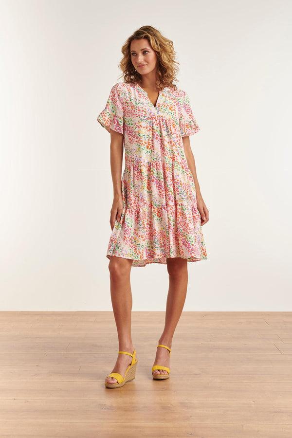 Smashed Lemon 23326 Losvallende Zomer Jurk Met Grafische Print | White-Multicolour