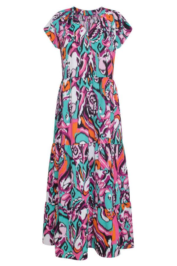 Smashed Lemon 23327 Losvallende Zomerjurk Met Grafische Print | Muticolour