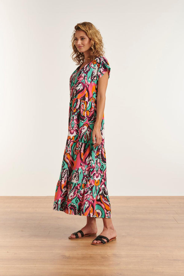 Smashed Lemon 23327 Losvallende Zomerjurk Met Grafische Print | Muticolour