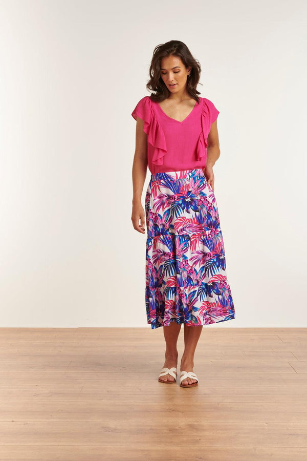 smashed lemon 23362 Lange Zomer Rok Met Jungle Printpaars | White-Multicolour