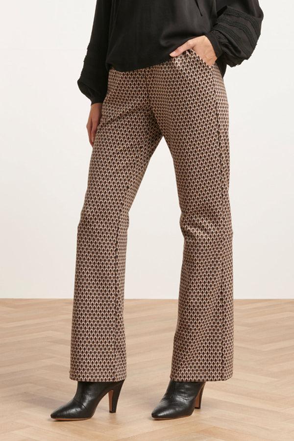 Smashed Lemon 23569 Vintage Flared Pantsretro Neutraal E Print | Black-Brown
