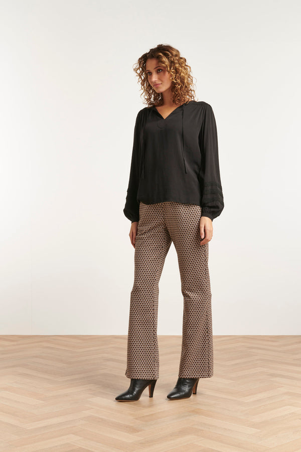 Smashed Lemon 23569 Vintage Flared Pantsretro Neutraal E Print | Black-Brown