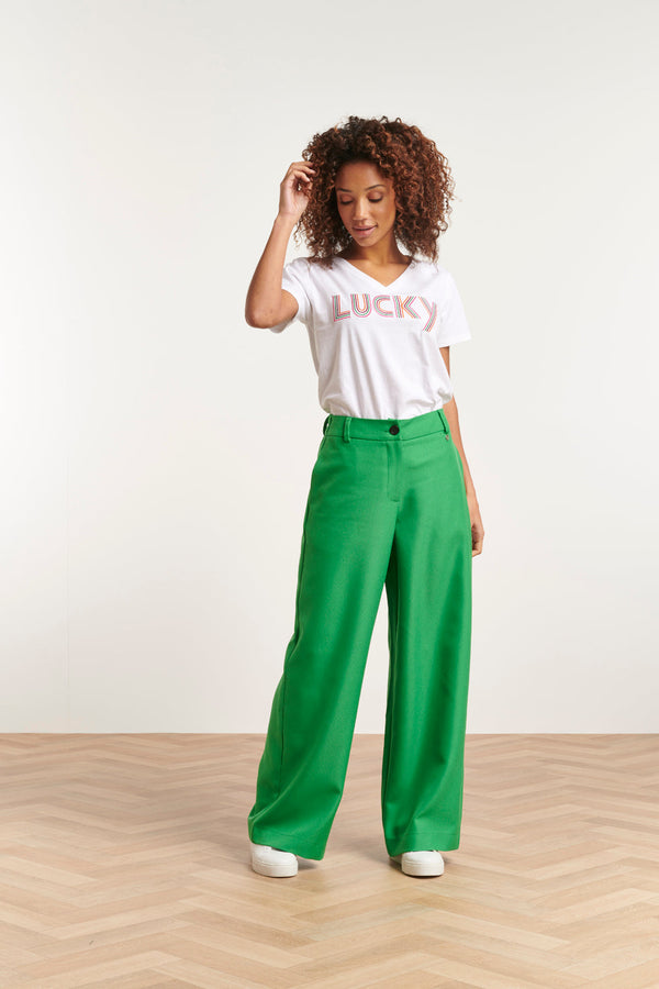 Smashed Lemon 23574 Stijlvolle Wijde Broekfel | Green