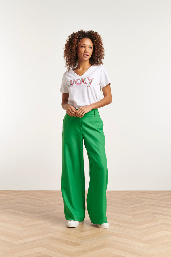 smashed lemon 23574 Stijlvolle Wijde Broekfel | Green