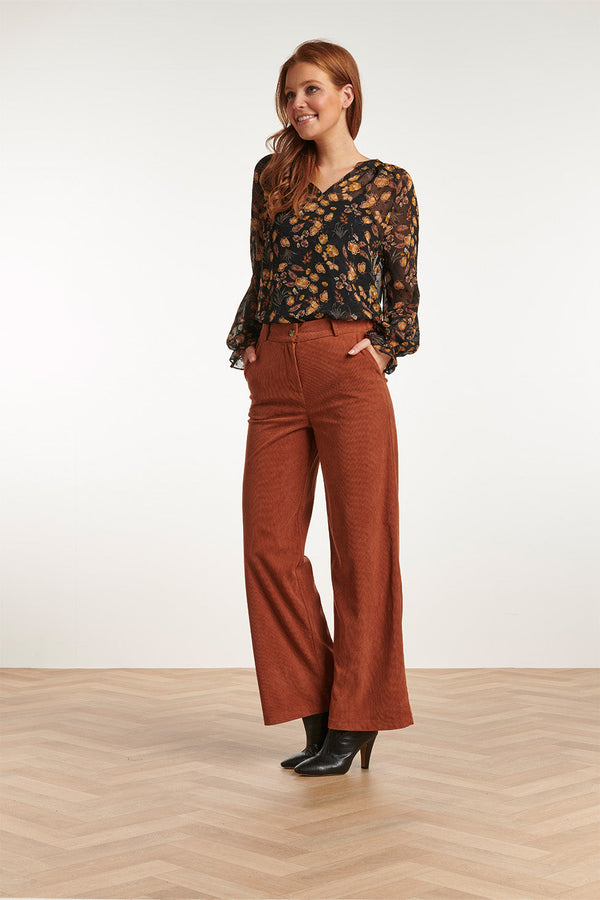 Smashed Lemon 23724-775 Corduroy Broek Van 100% Polyester | Brown