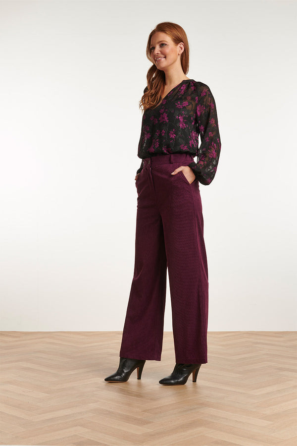 Smashed Lemon 23725-380 Corduroy Broekpaars Van 100% Polyester | Purple