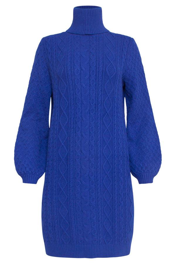 Smashed Lemon 23844 Kobalt Turtle Neck Jurk | Cobalt Blue