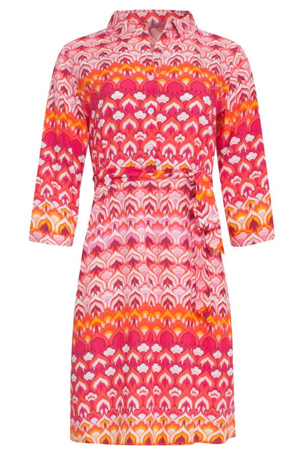 Smashed Lemon 24002 Retro Print Shirtjurk Met Riemframbozentonen | Pink-Multicolour