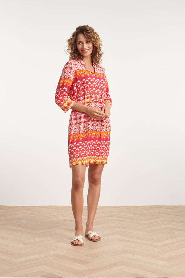 Smashed Lemon 24002 Retro Print Shirtjurk Met Riemframbozentonen | Pink-Multicolour