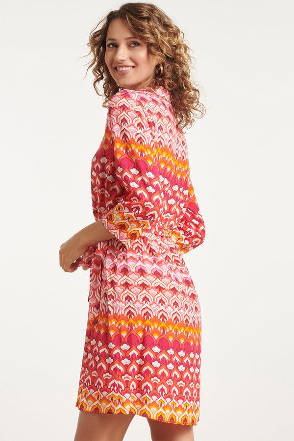 Smashed Lemon 24002 Retro Print Shirtjurk Met Riemframbozentonen | Pink-Multicolour